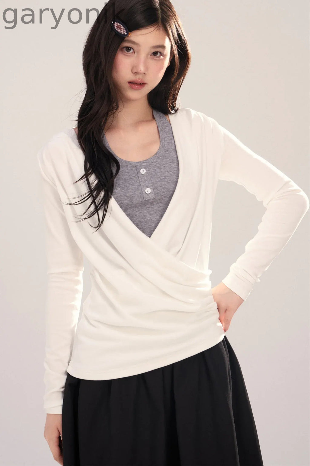 Layered-Look Long-Sleeve Top