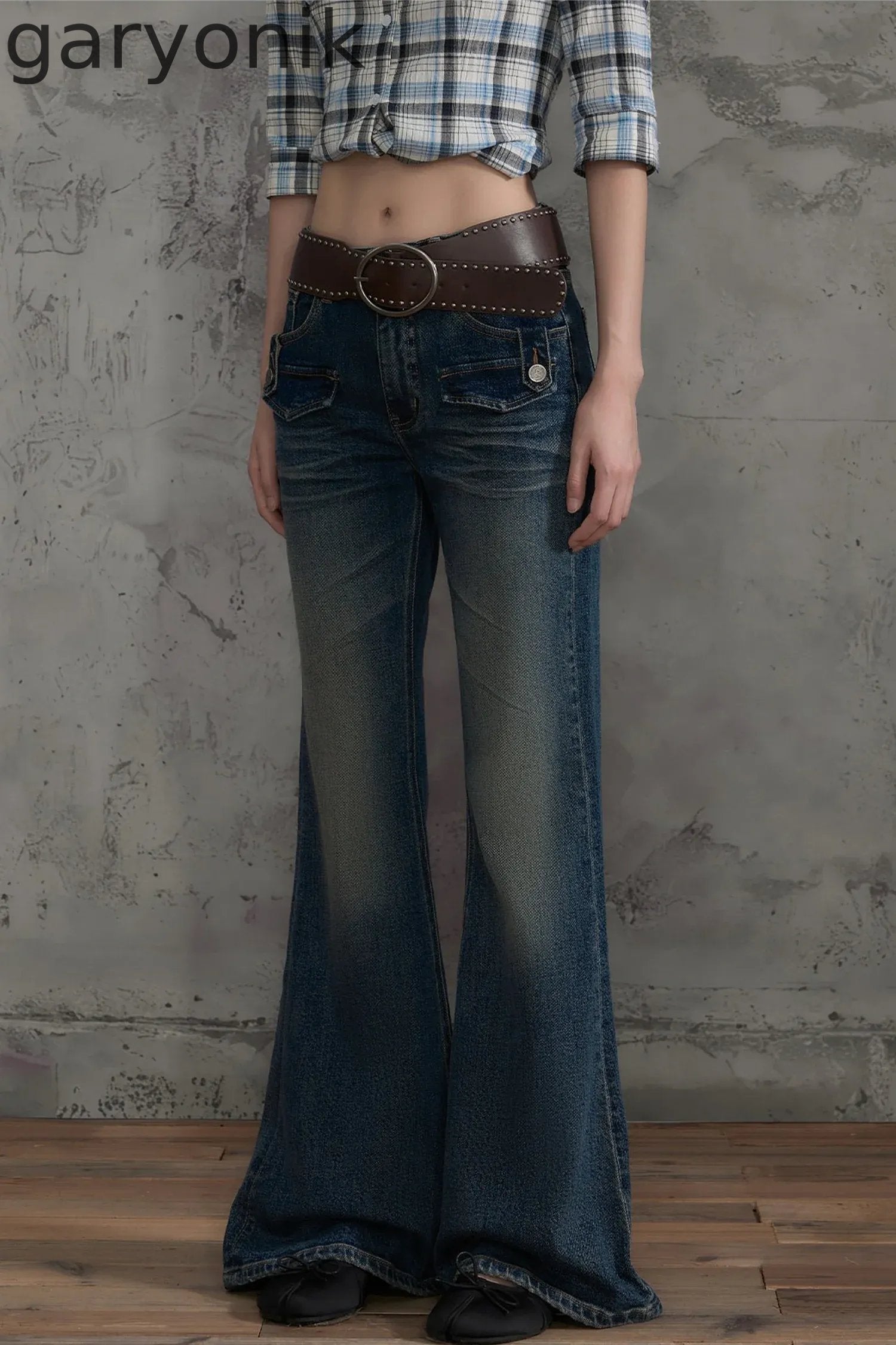 Retro Distressed Flared Pants
