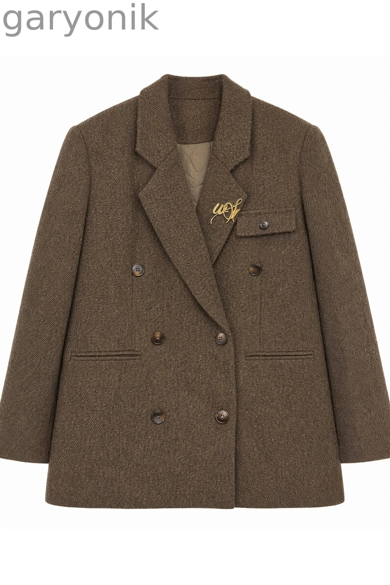 Woolen Blazer and Mesh Skirt Set-Up