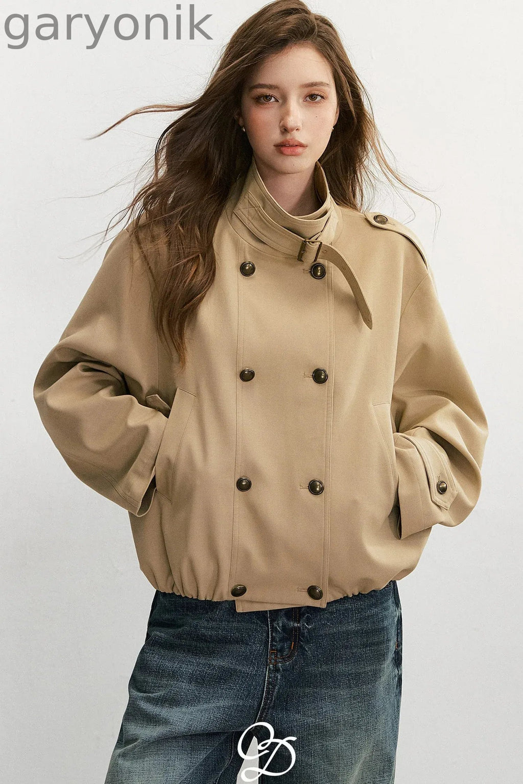 Khaki Double-Breasted Trench Coat