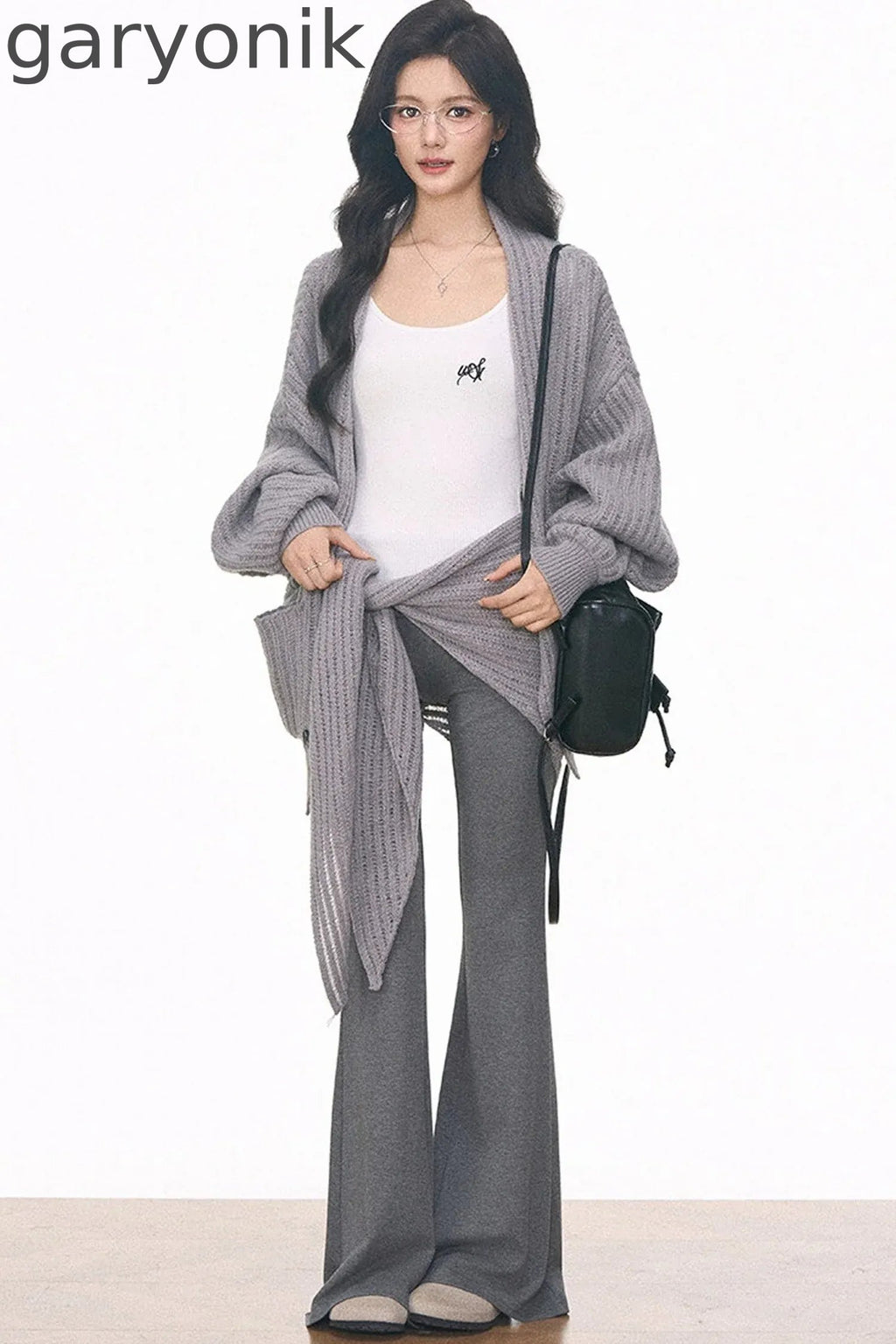 Knit Cardigan and Cuffed Pants Set-Up
