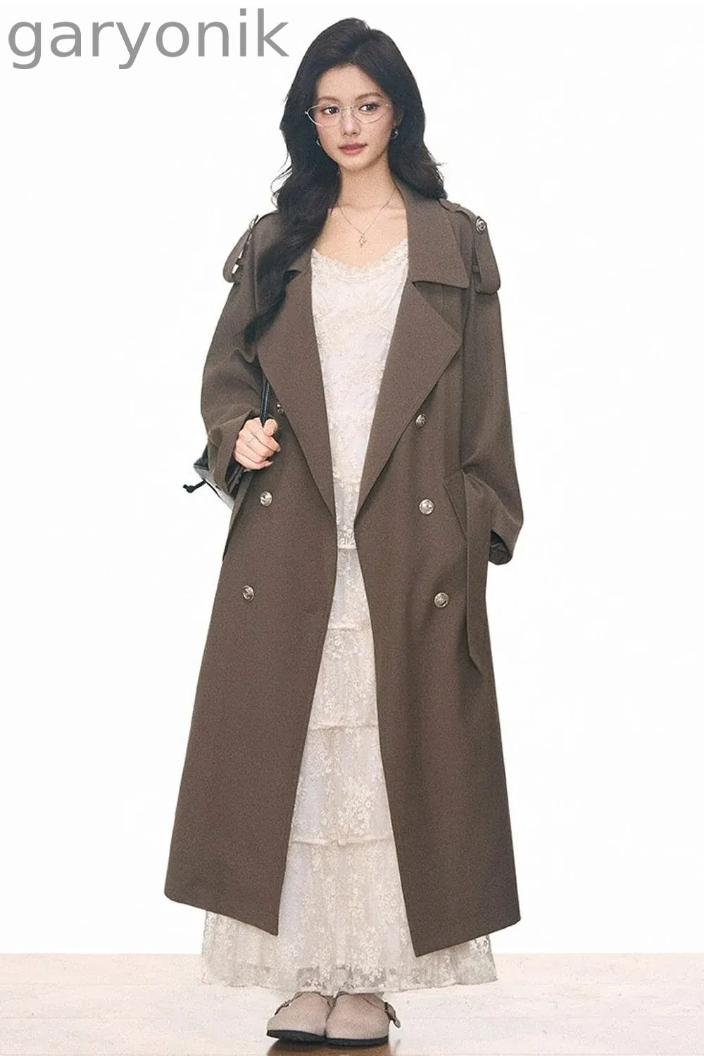Women's Mid-Length Windbreaker and Camisole Dress Set-Up