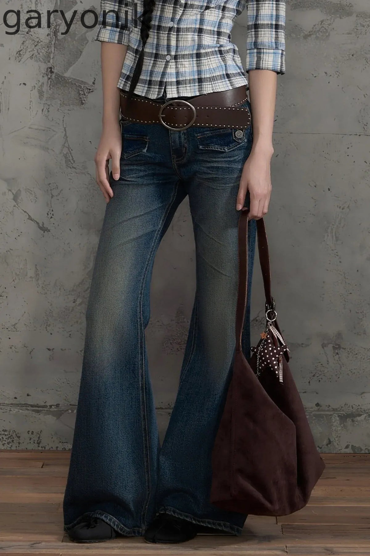 Retro Distressed Flared Pants