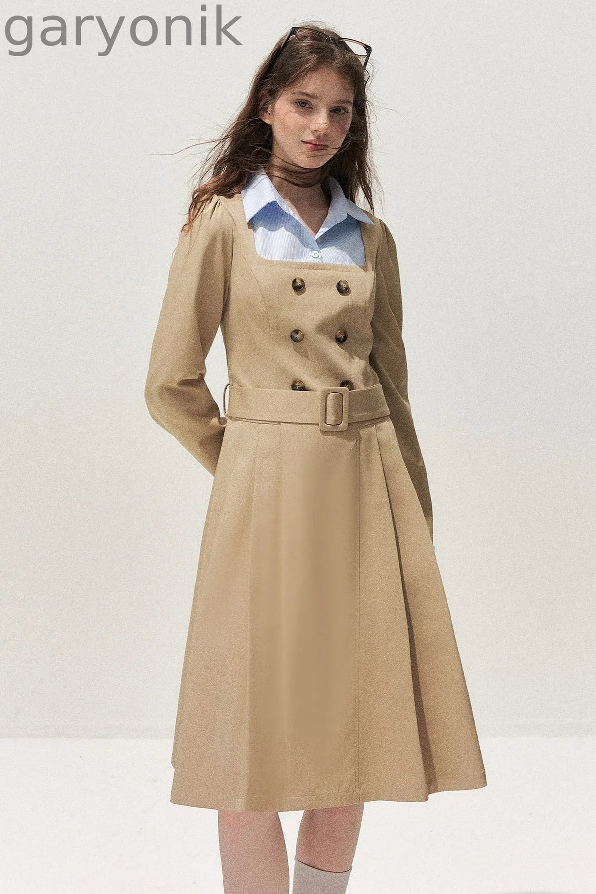 Retro Two-Piece Trench Dress