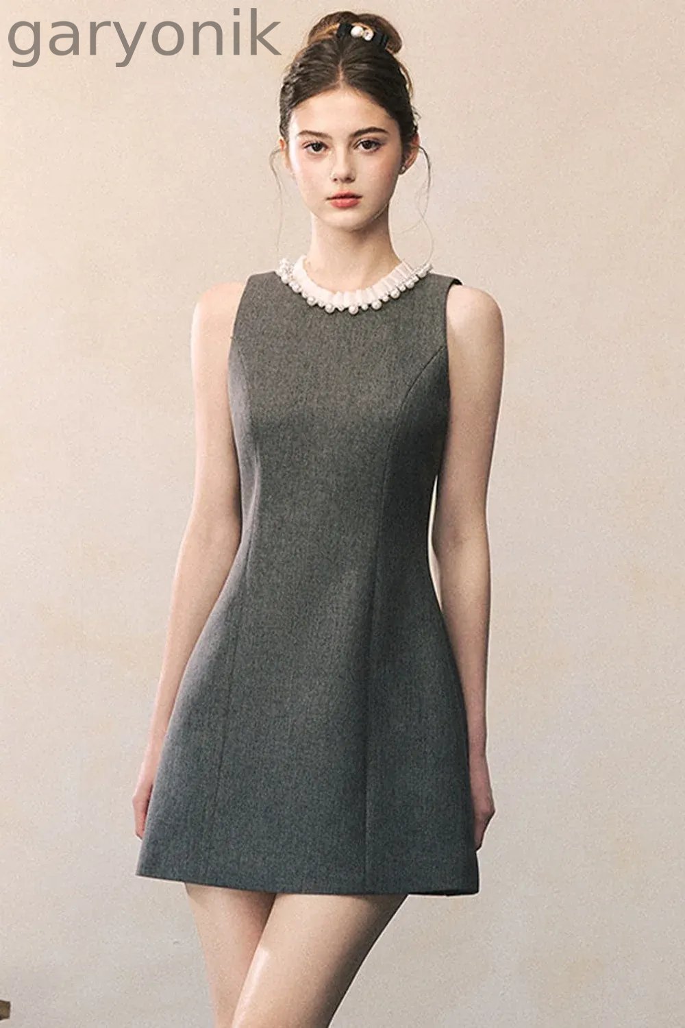 Miu Style Tweed Blazer Sleeveless A-Line Dress Set-Up