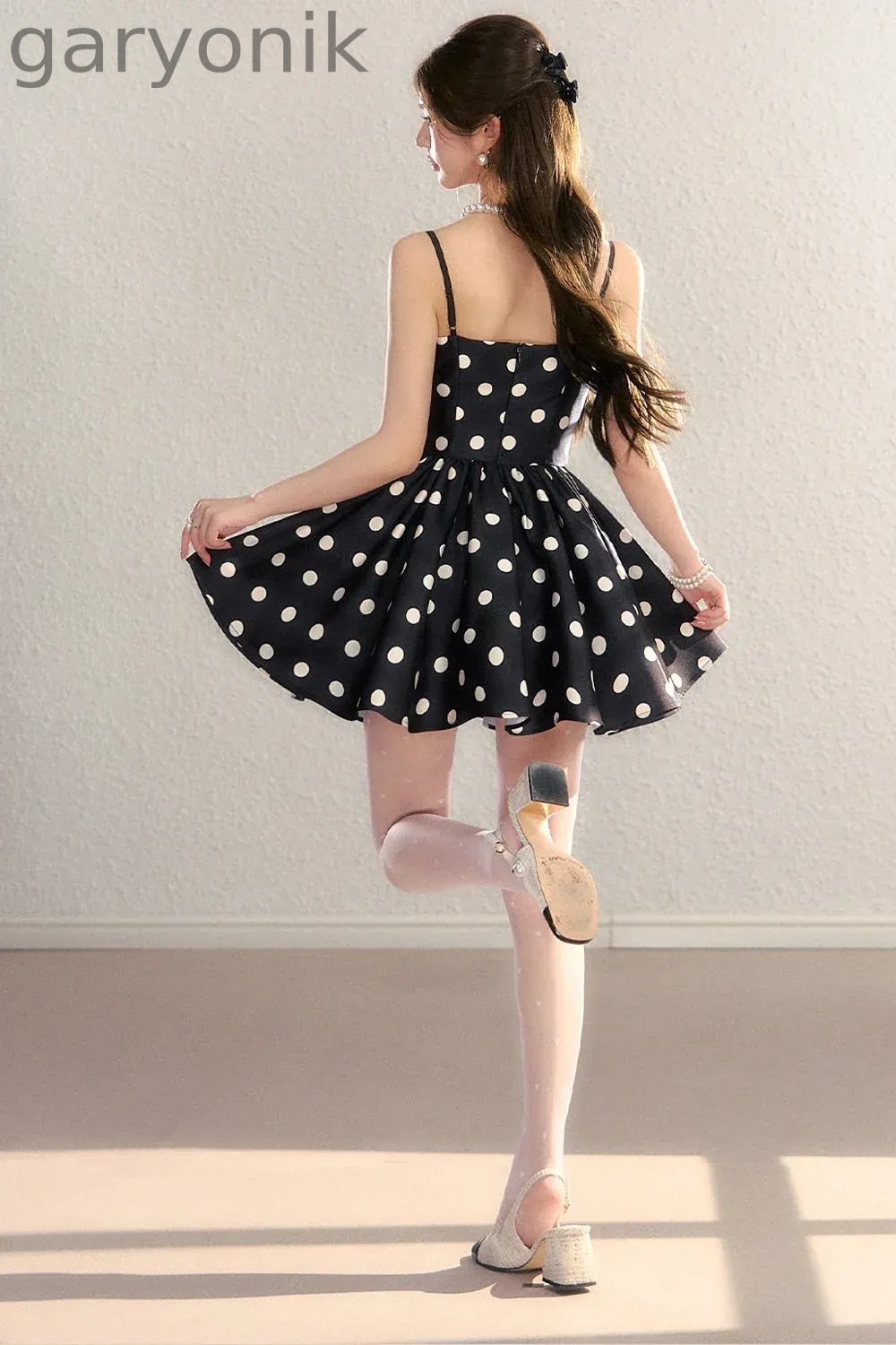 Satin Polka Dot Bow Tie Dress