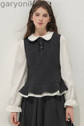 Retro Lace Hem Vest and Skirt Set-Up