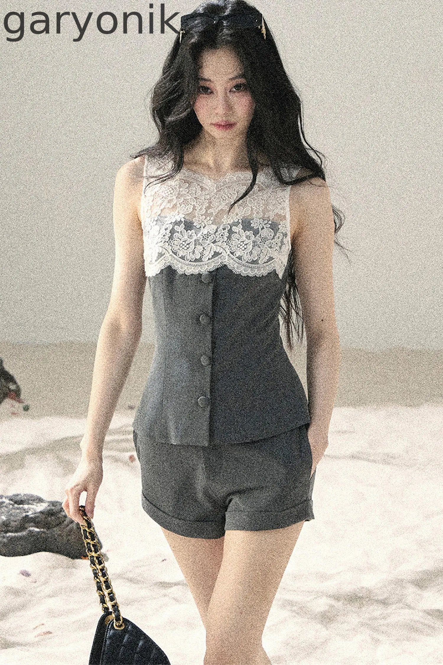 French Lace Top and Shorts Two-Piece Set-Up