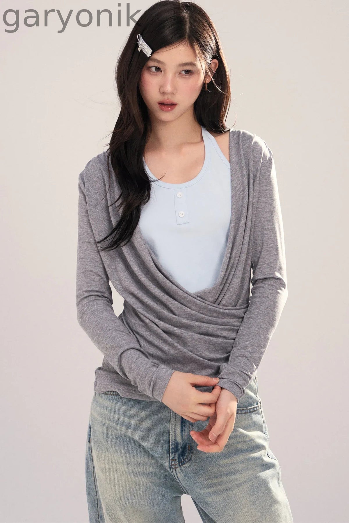 Layered-Look Long-Sleeve Top