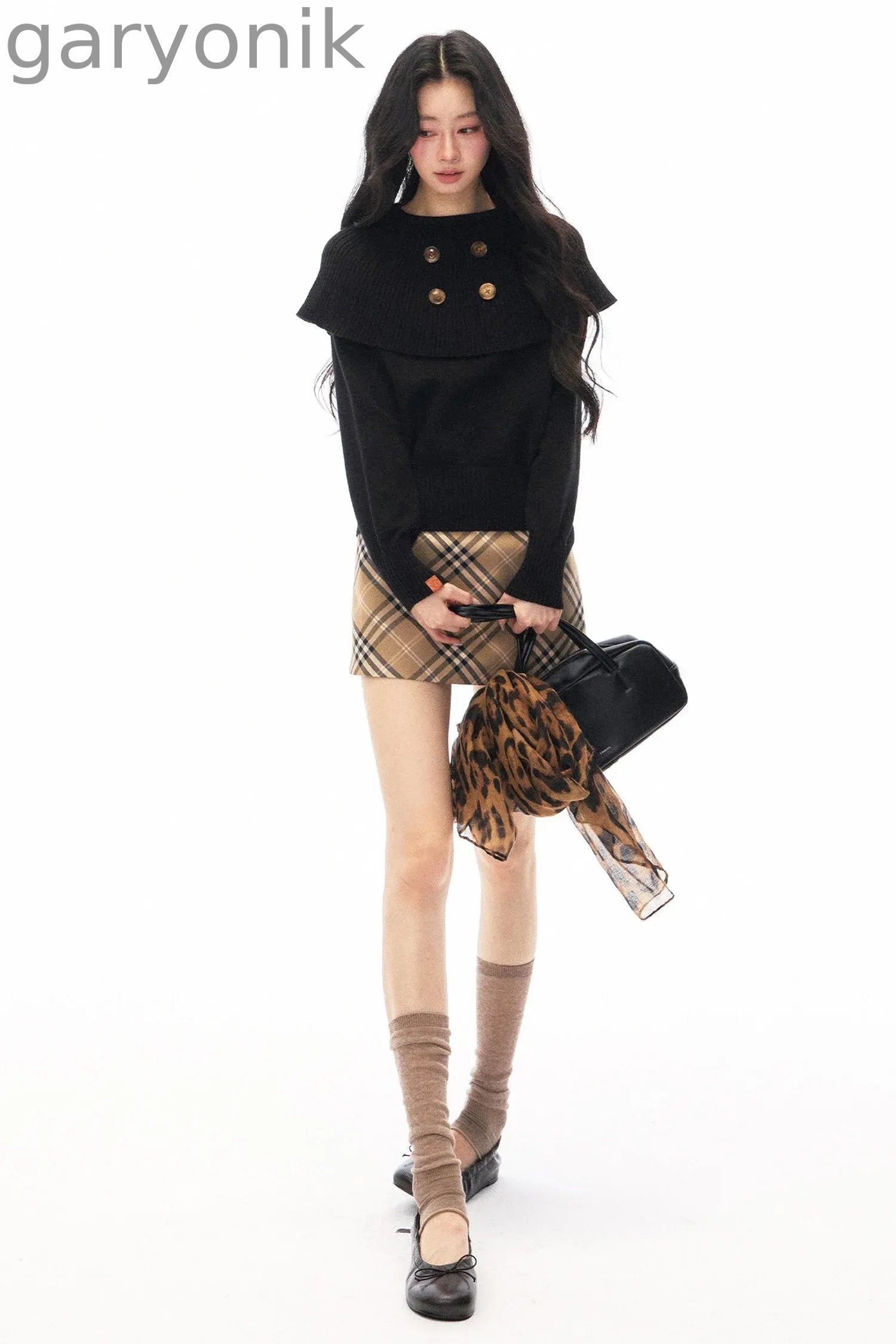 Skirt and Shawl Knit Top Set-Up