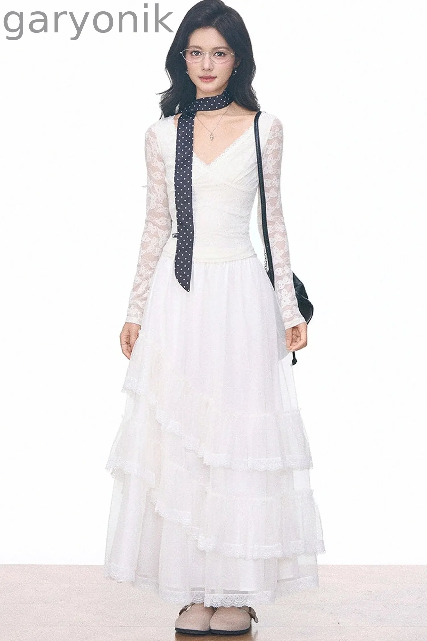 Woolen Blazer and Mesh Skirt Set-Up