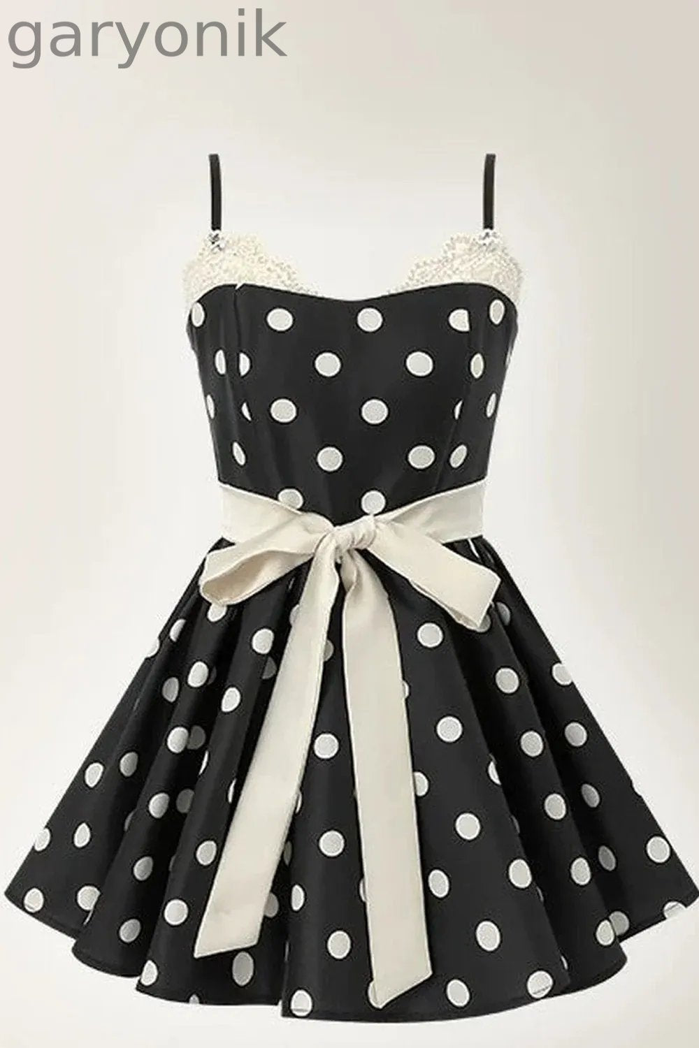 Satin Polka Dot Bow Tie Dress