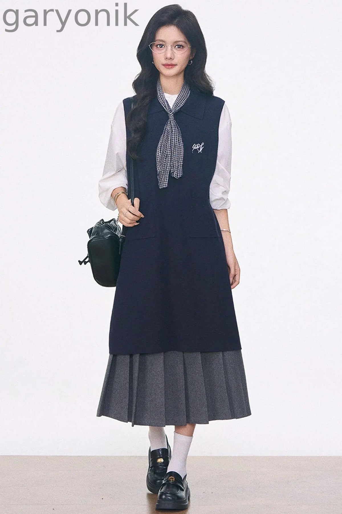 Knitted Vest Dress, Shirt and Skirt Set-Up