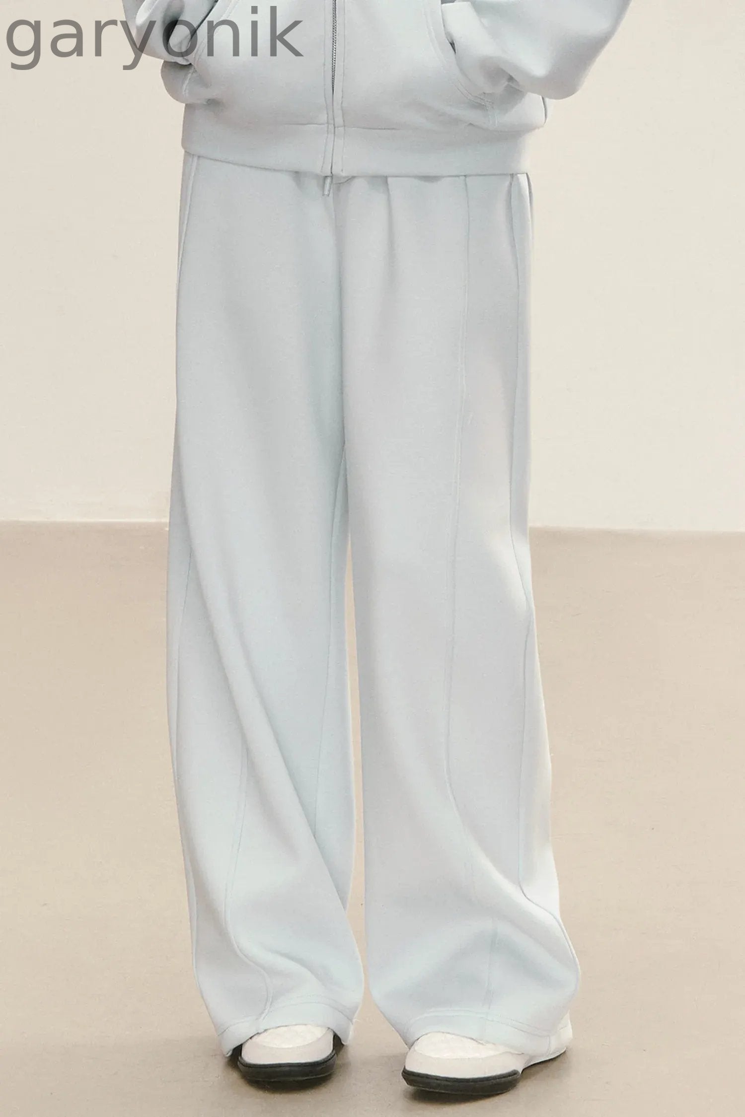 Relaxed Fit Hooded Jacket Wide-Leg Sweatpants Set-Up