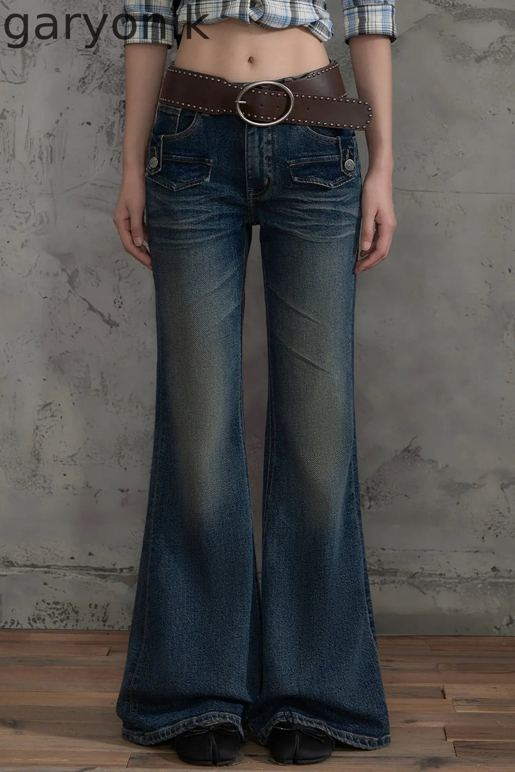 Retro Distressed Flared Pants