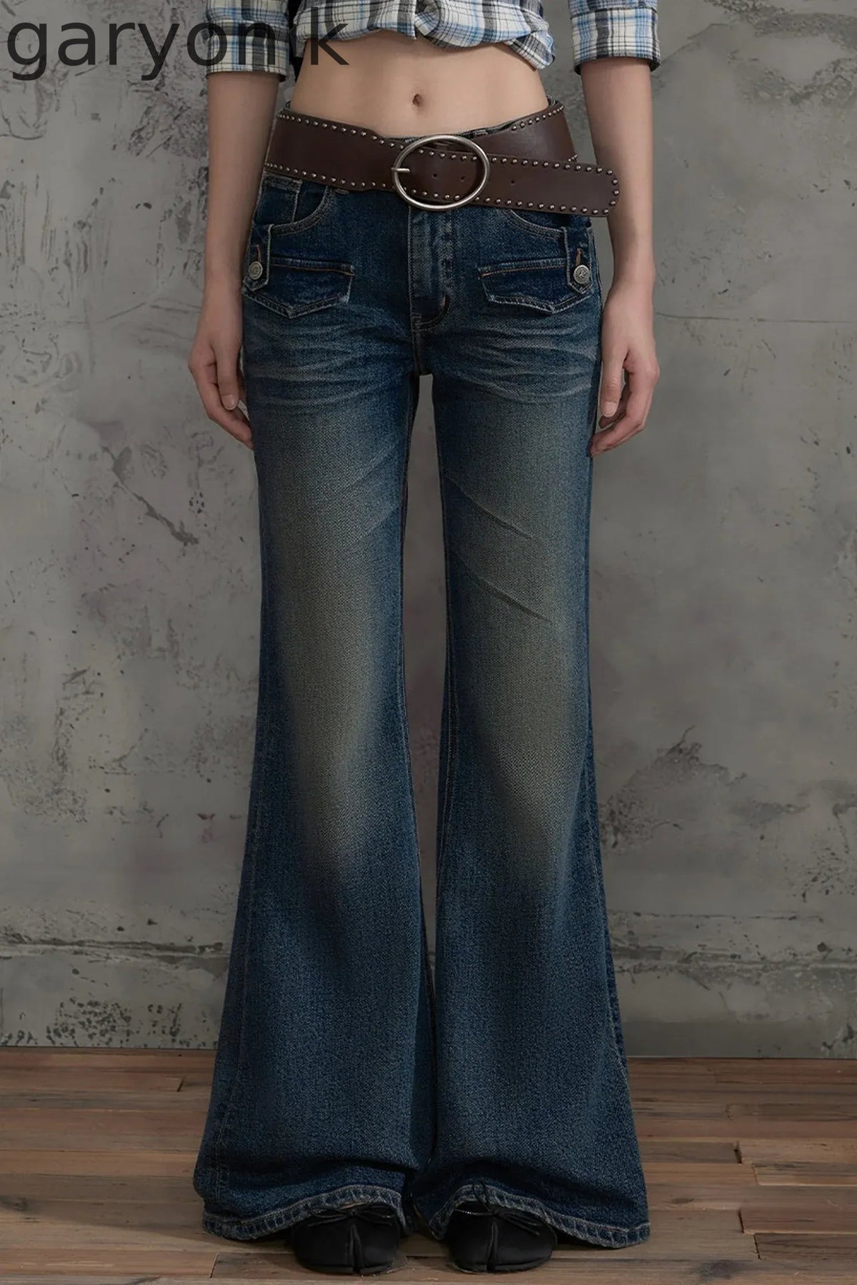 Retro Distressed Flared Pants