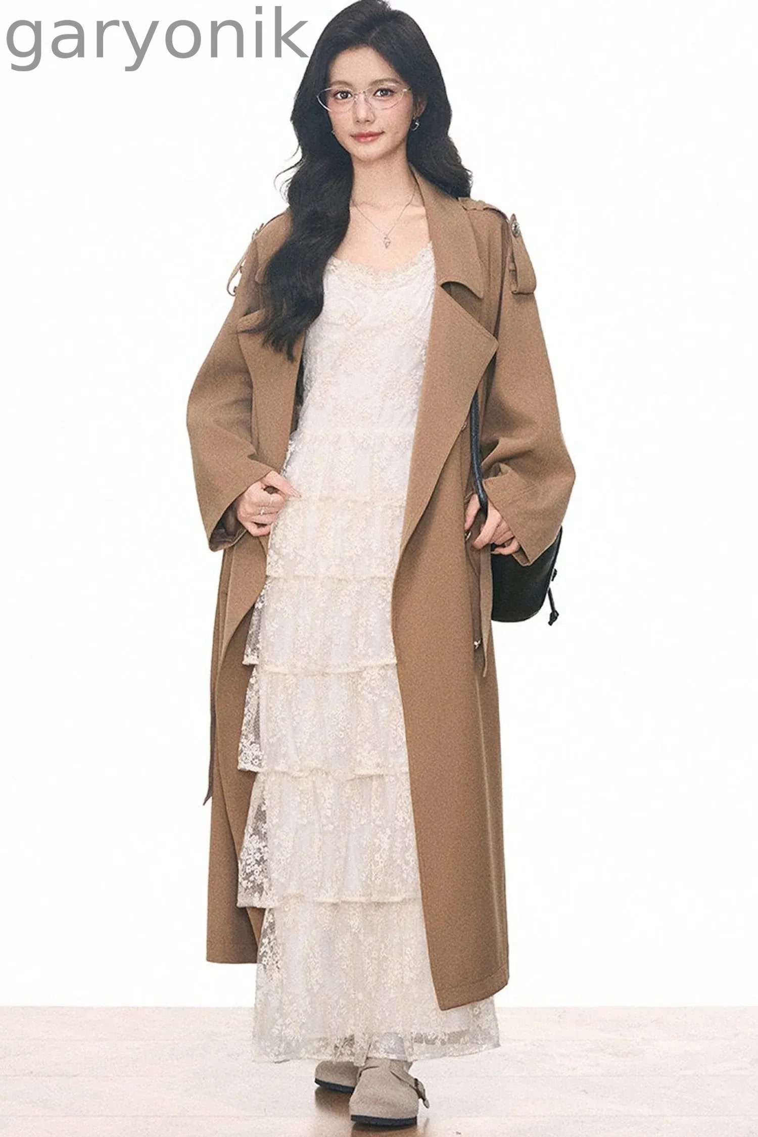 Women's Mid-Length Windbreaker and Camisole Dress Set-Up