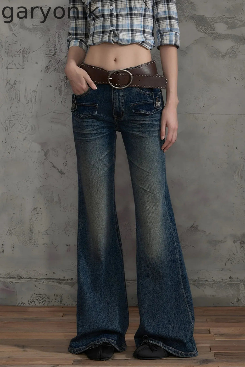 Retro Distressed Flared Pants