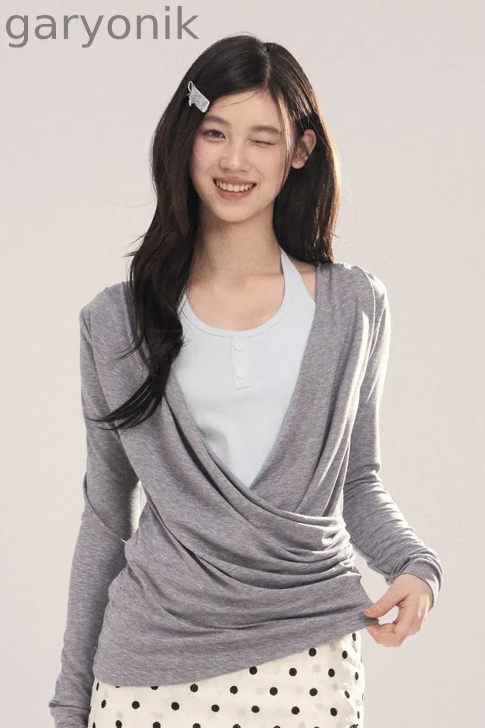 Layered-Look Long-Sleeve Top