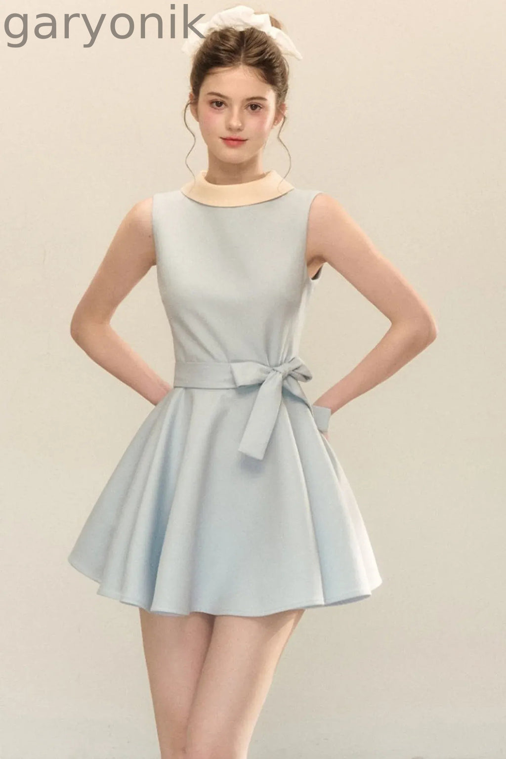 Hepburn Style Tie Waist Dress