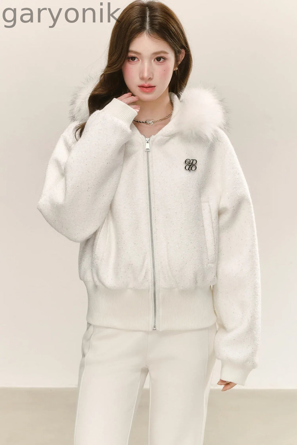White Zip Hooded Jacket