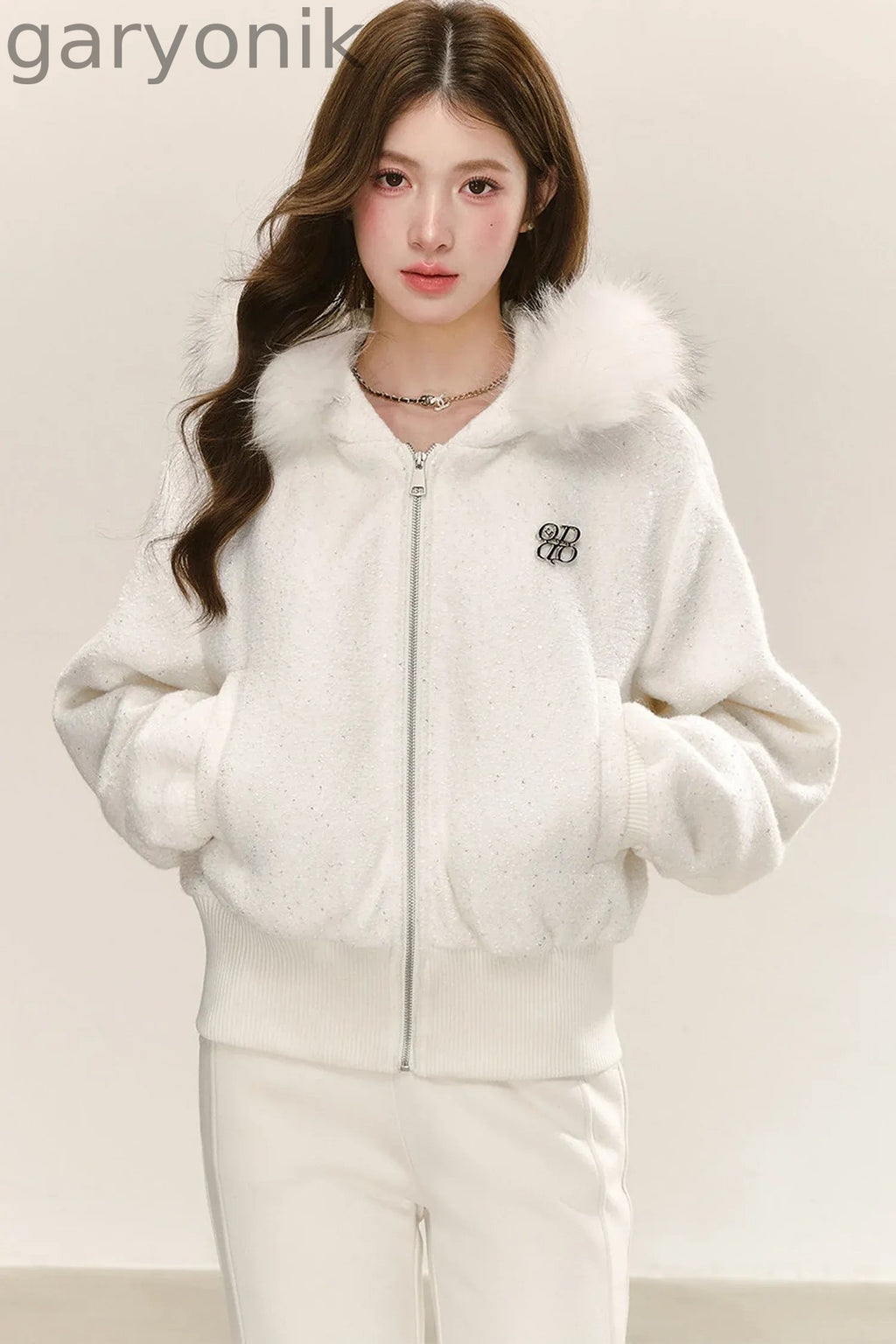 White Zip Hooded Jacket