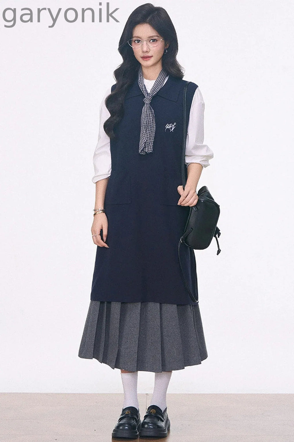 Knitted Vest Dress, Shirt and Skirt Set-Up
