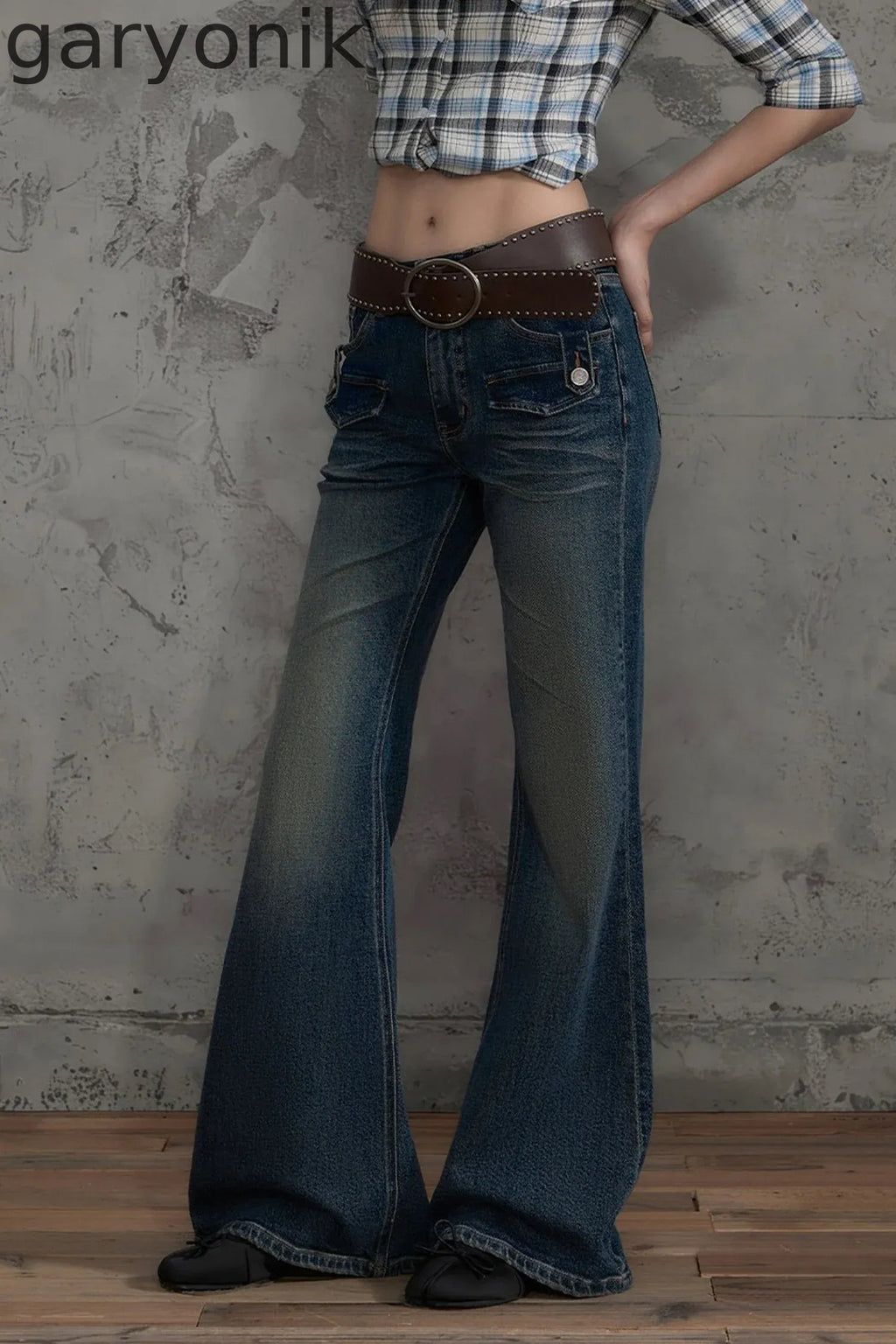 Retro Distressed Flared Pants