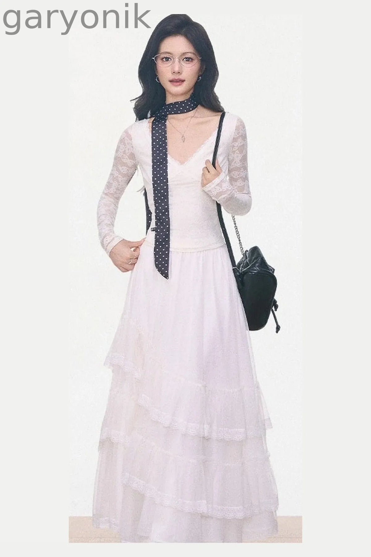Woolen Blazer and Mesh Skirt Set-Up
