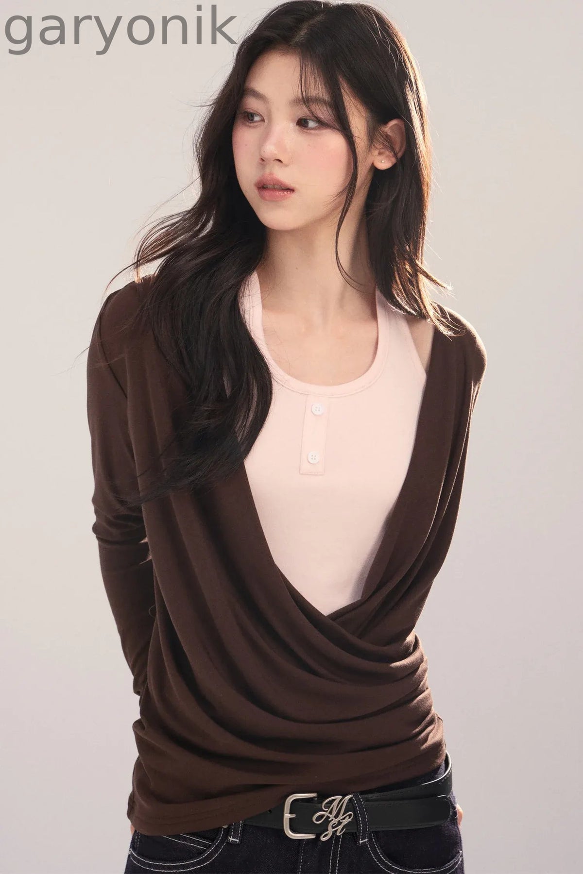 Layered-Look Long-Sleeve Top