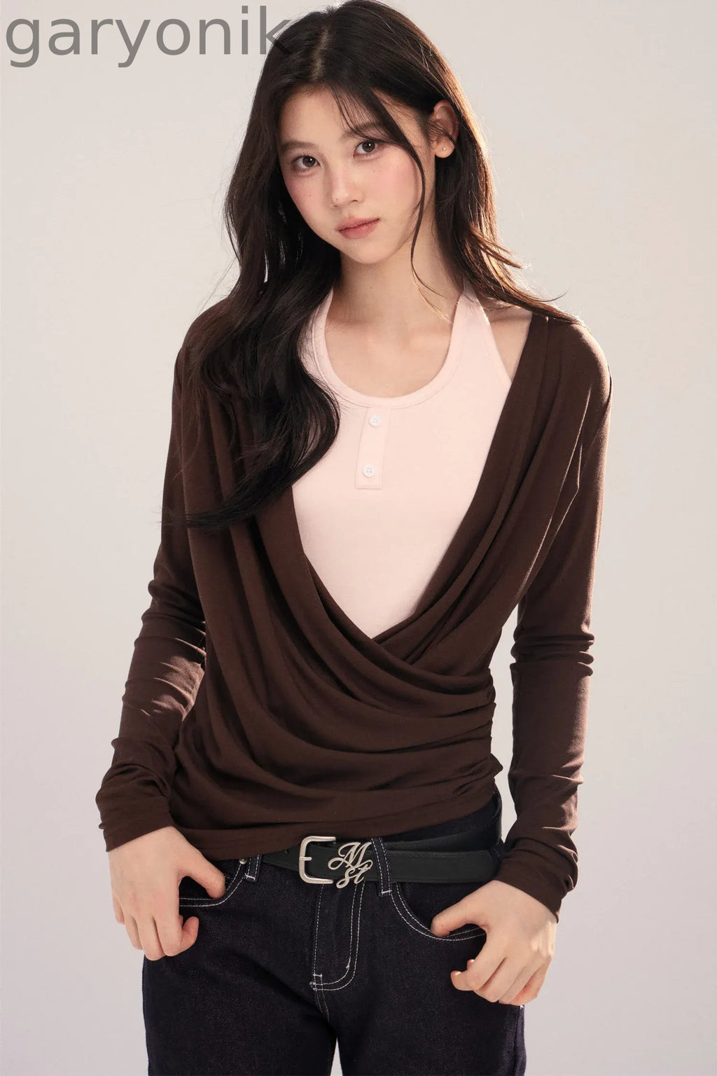 Layered-Look Long-Sleeve Top