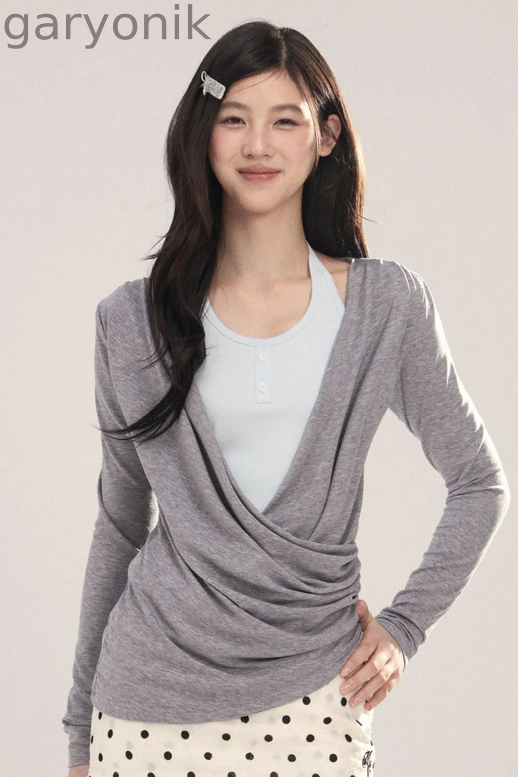 Layered-Look Long-Sleeve Top