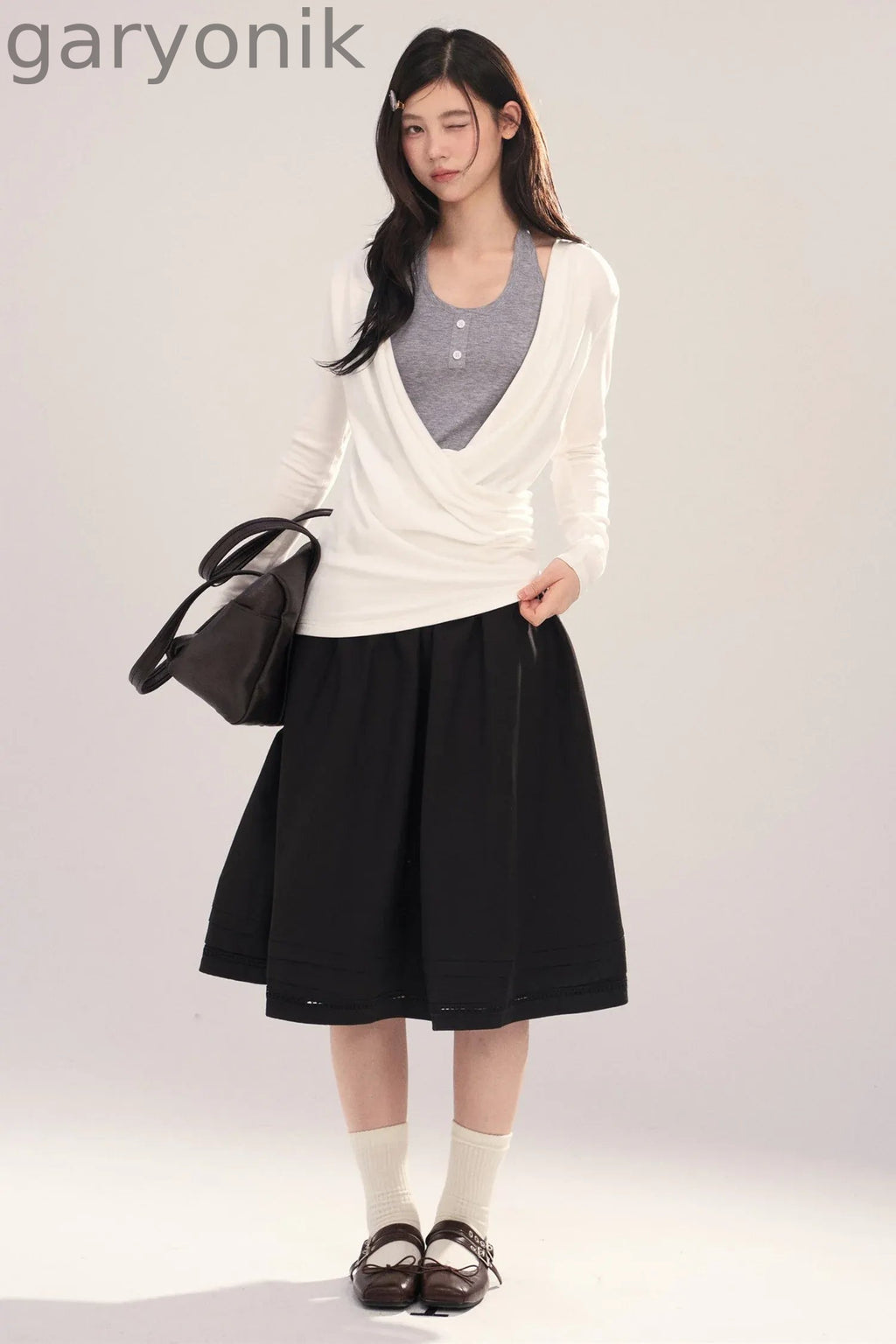 Layered-Look Long-Sleeve Top