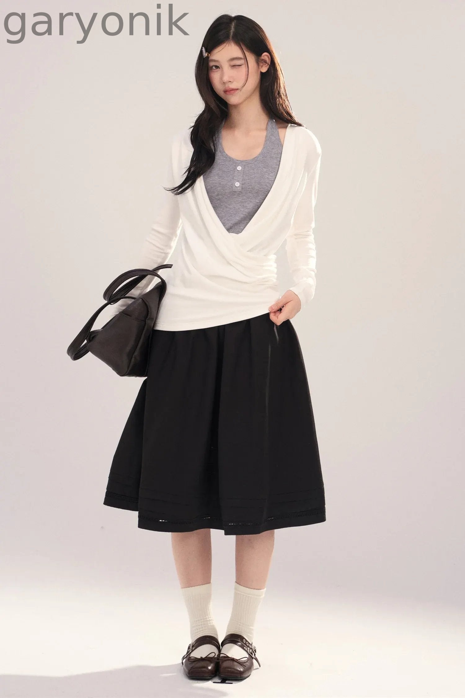 Layered-Look Long-Sleeve Top