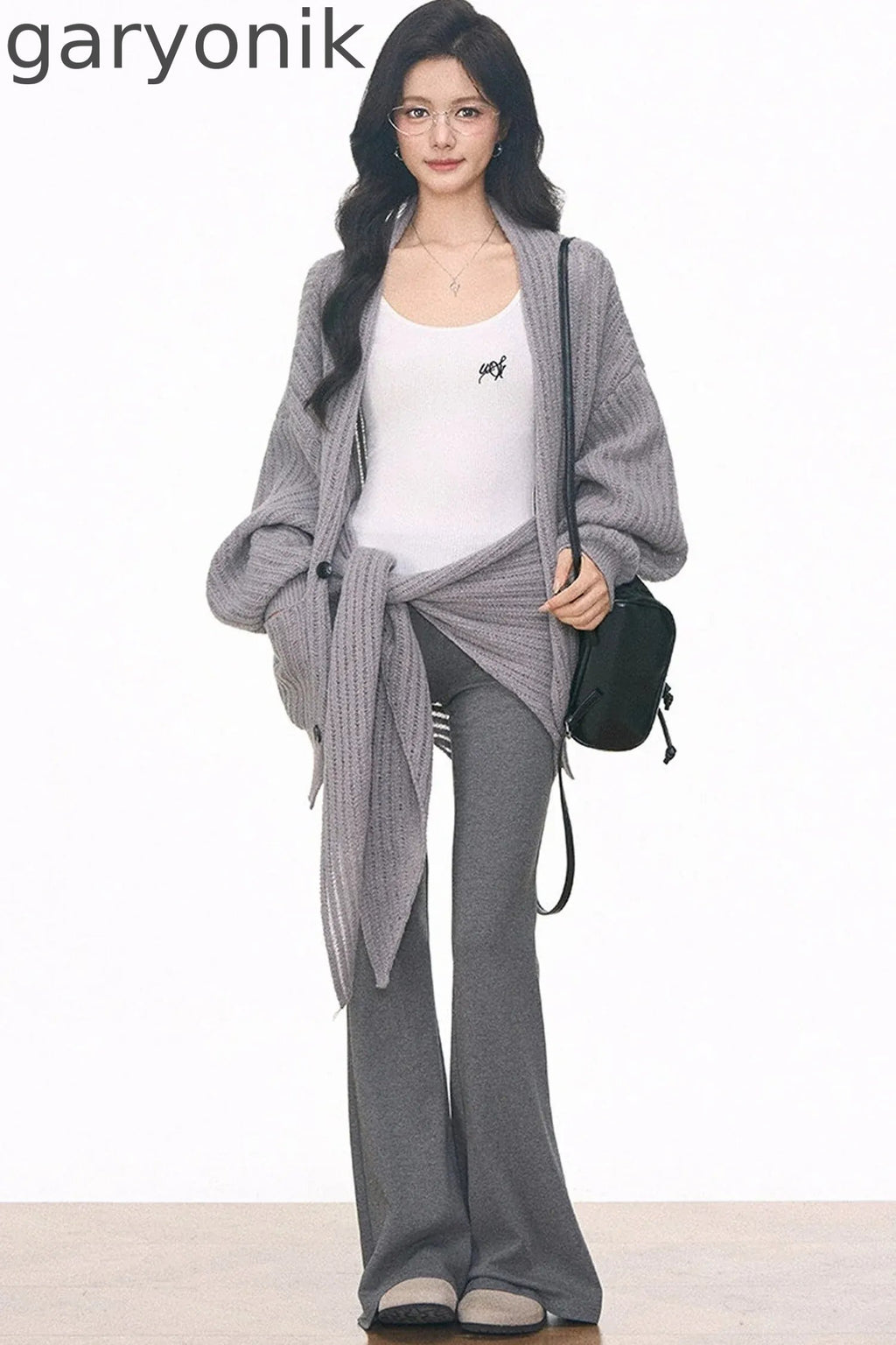 Knit Cardigan and Cuffed Pants Set-Up
