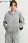 Embroidered Hooded Cardigan Sweatshirt and Wide-Leg Pants Set-Up