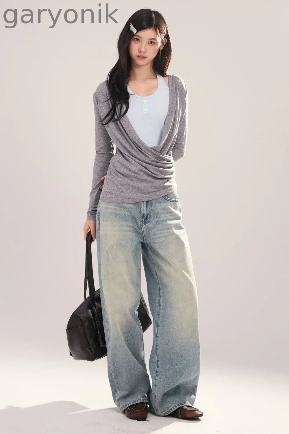 Layered-Look Long-Sleeve Top