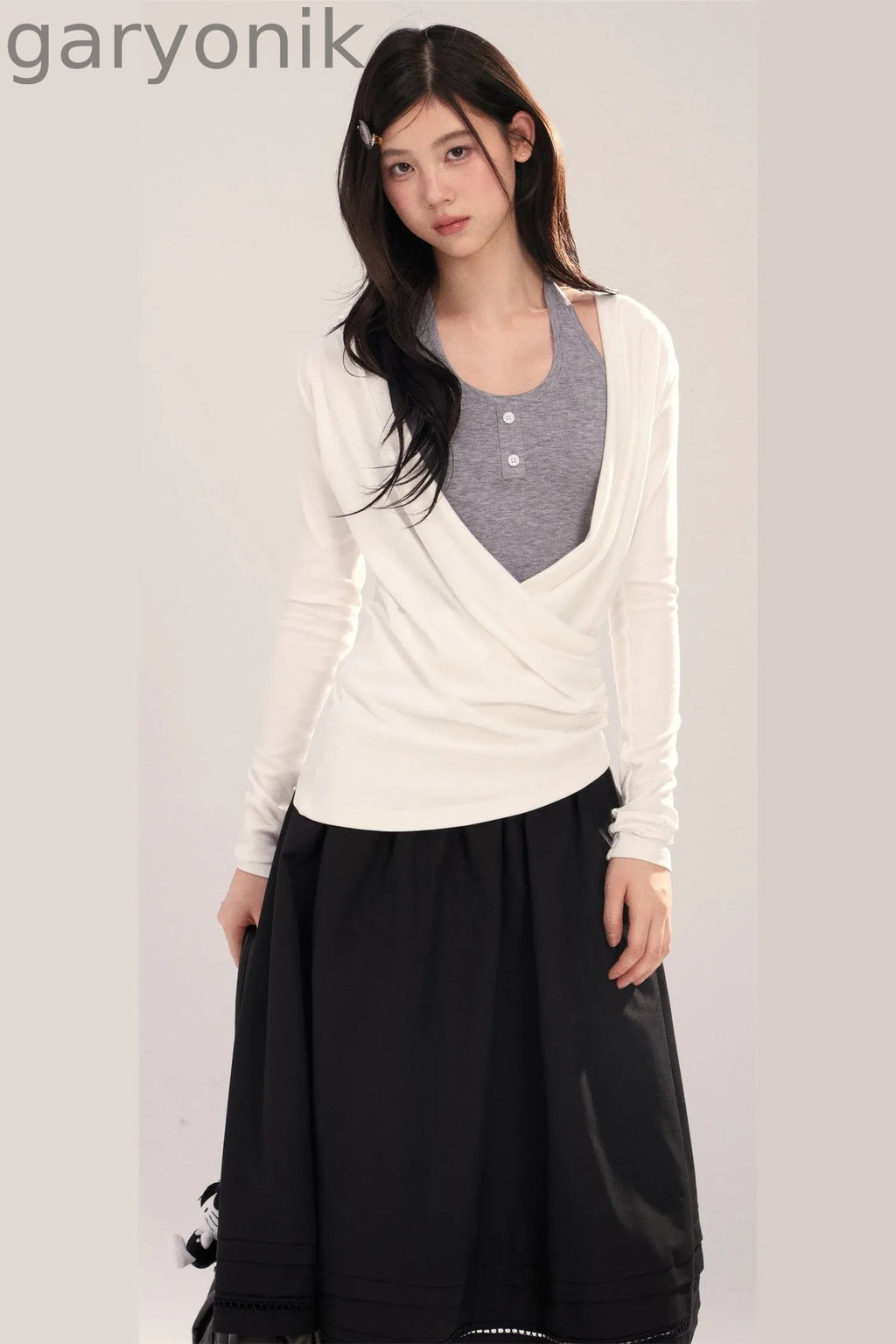 Layered-Look Long-Sleeve Top