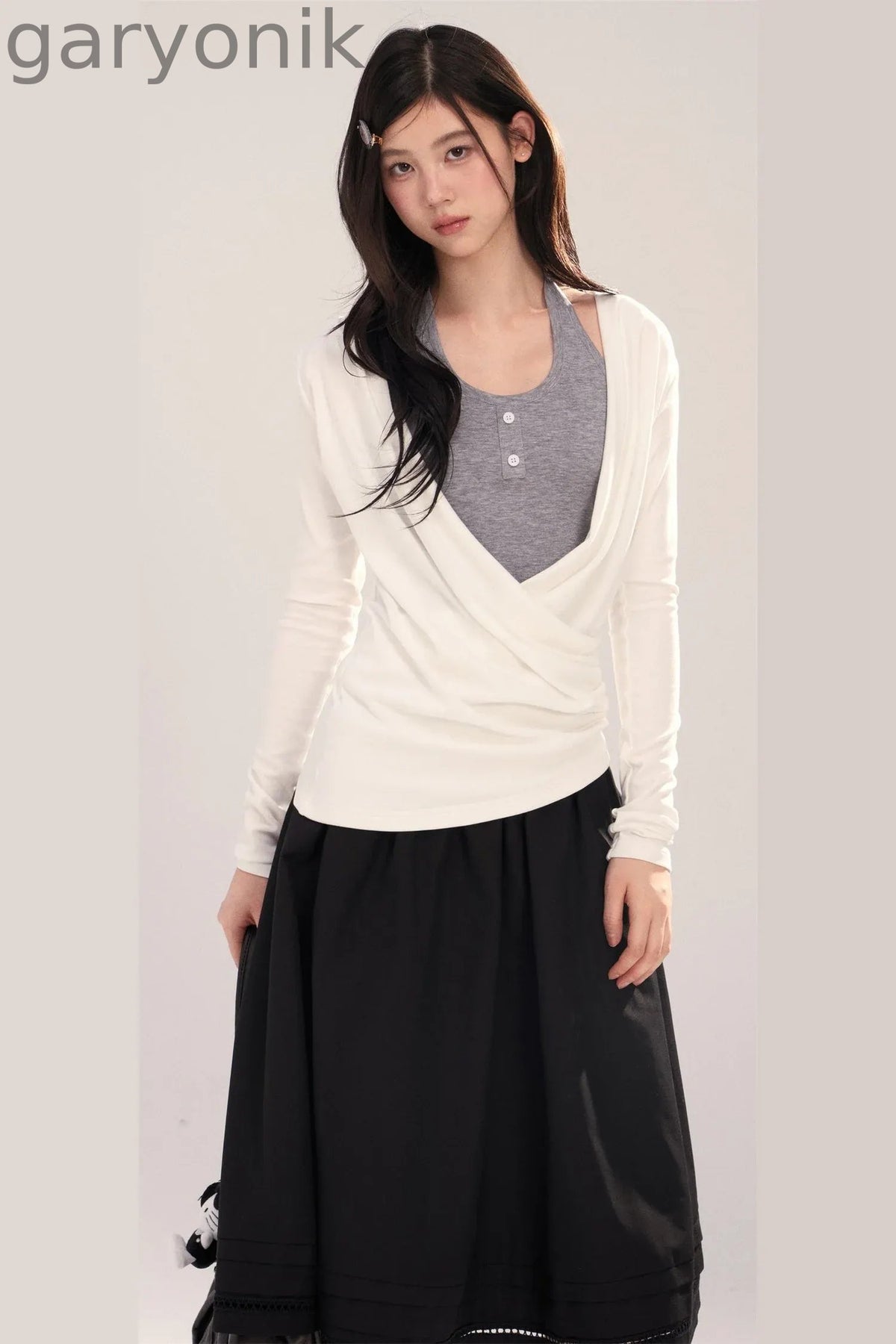 Layered-Look Long-Sleeve Top