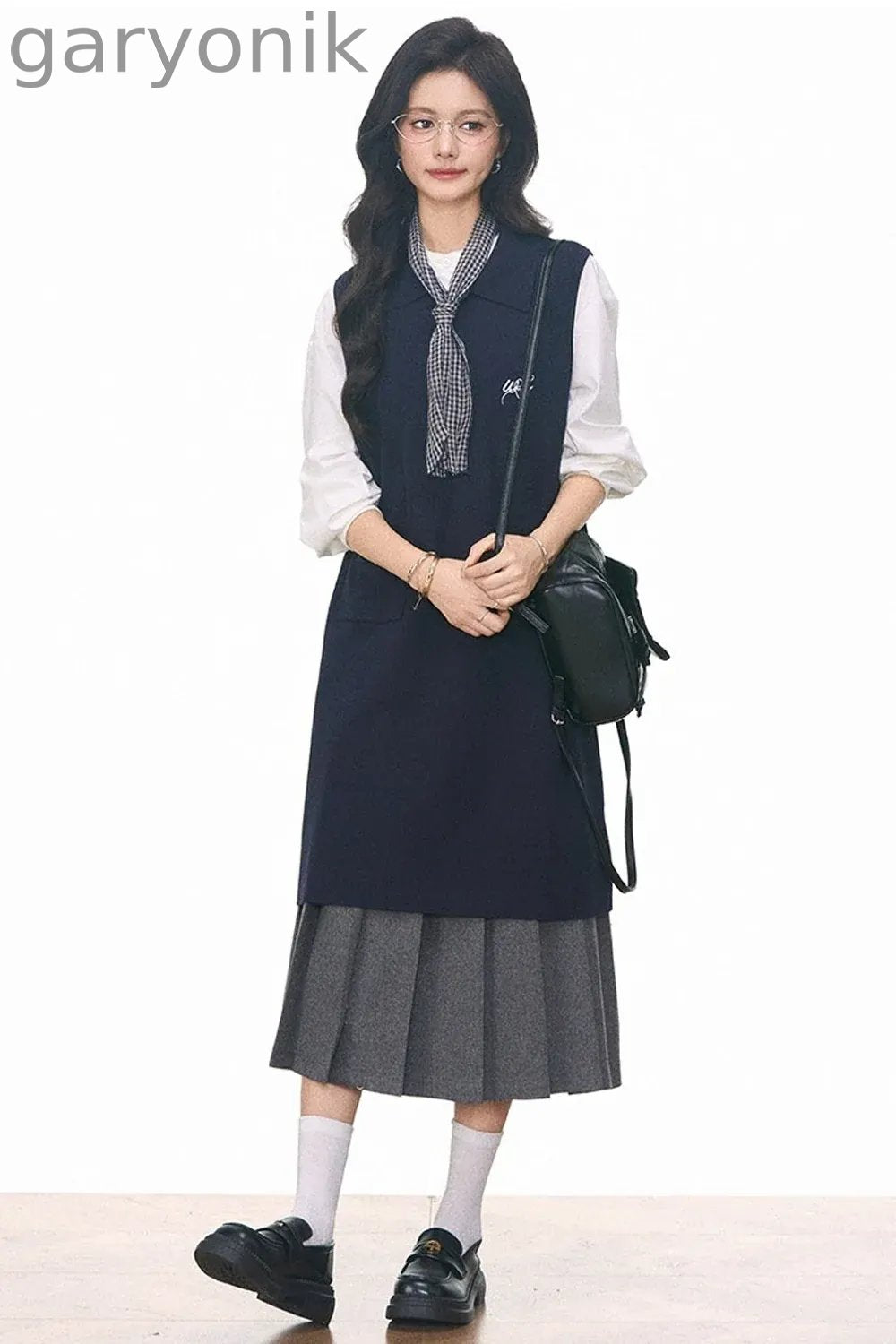 Knitted Vest Dress, Shirt and Skirt Set-Up
