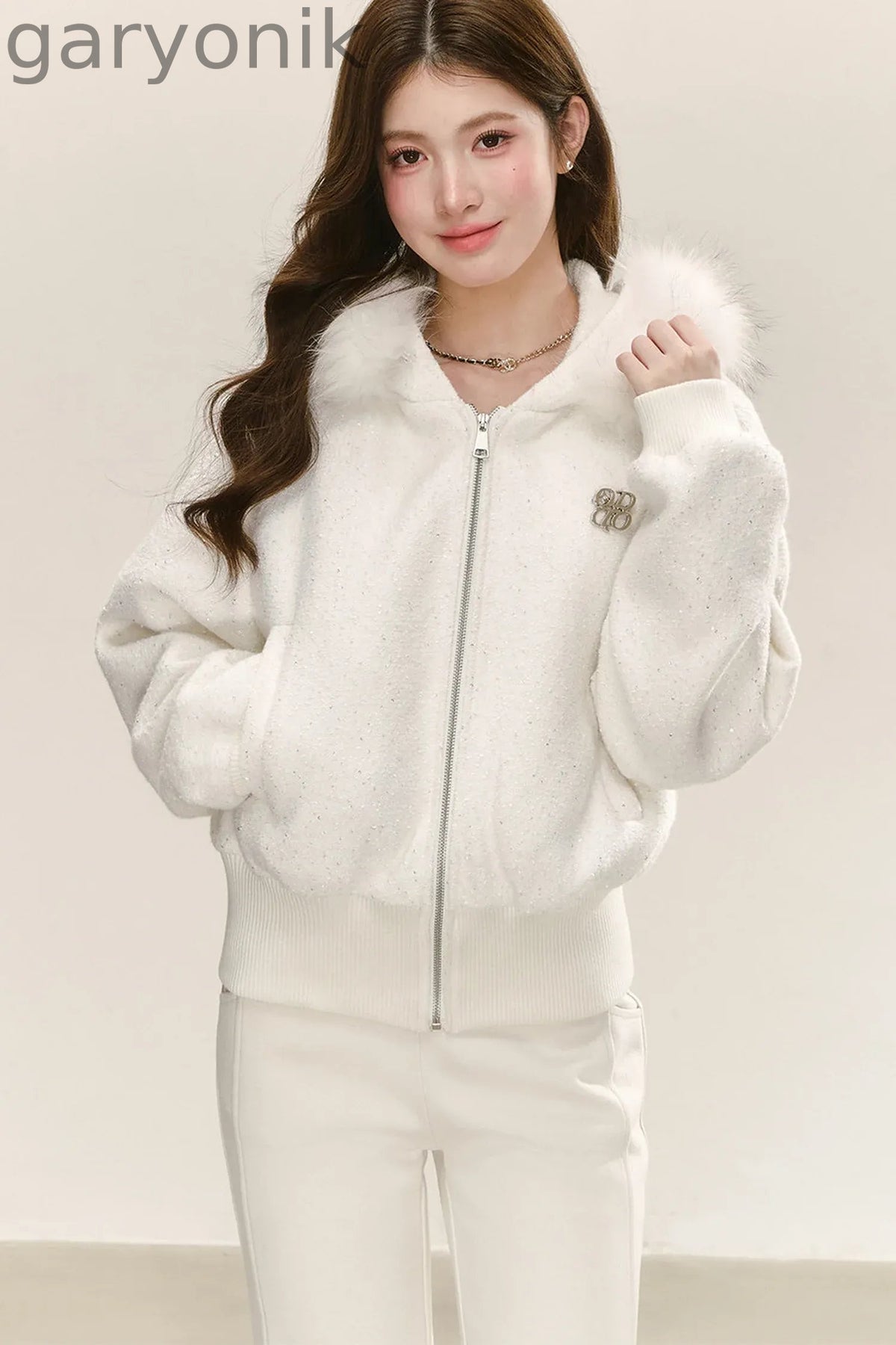 White Zip Hooded Jacket
