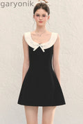 U-Neck Bow Collar Sleeveless Dress