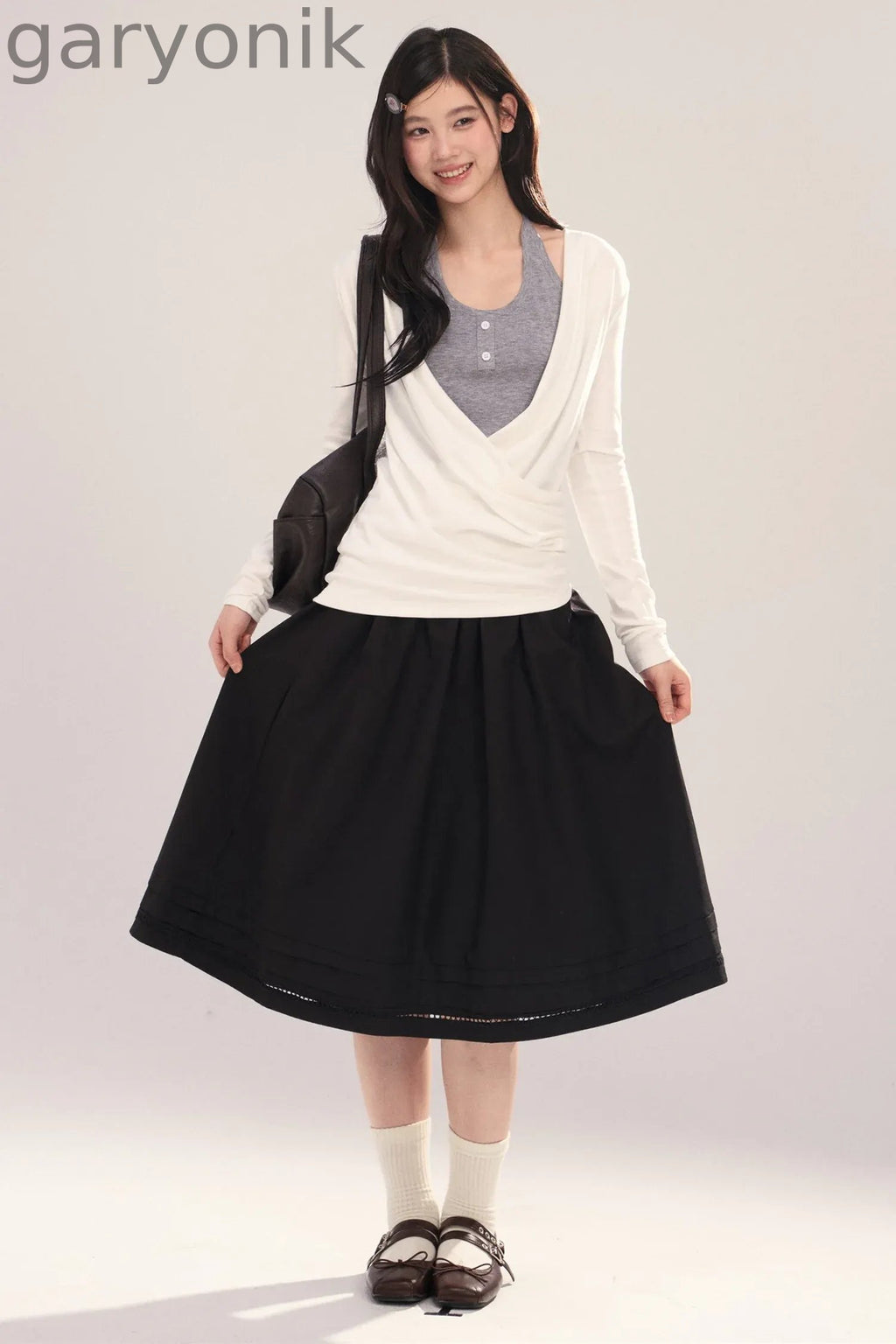 Layered-Look Long-Sleeve Top