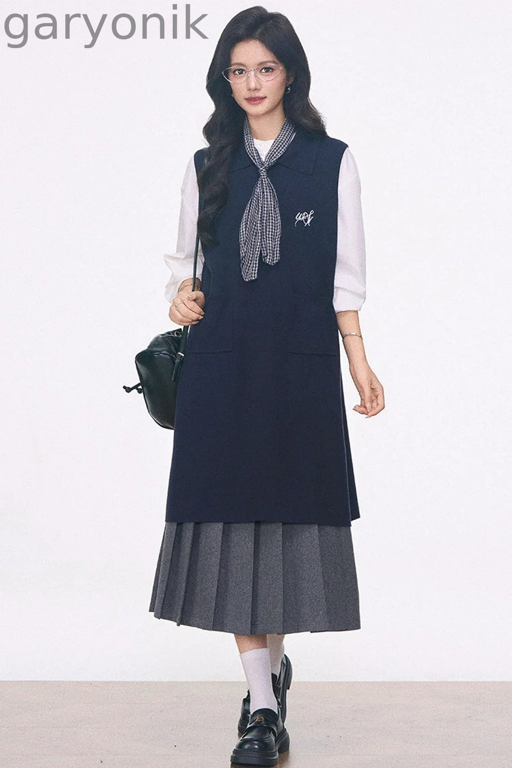 Knitted Vest Dress, Shirt and Skirt Set-Up