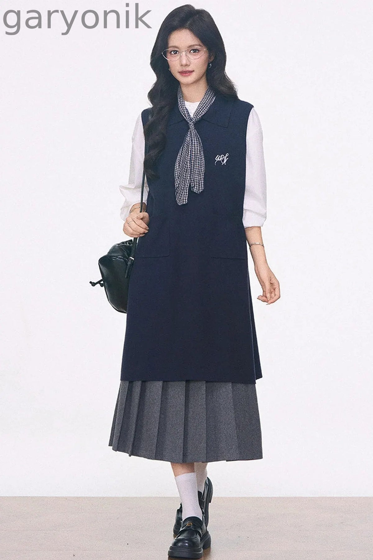 Knitted Vest Dress, Shirt and Skirt Set-Up