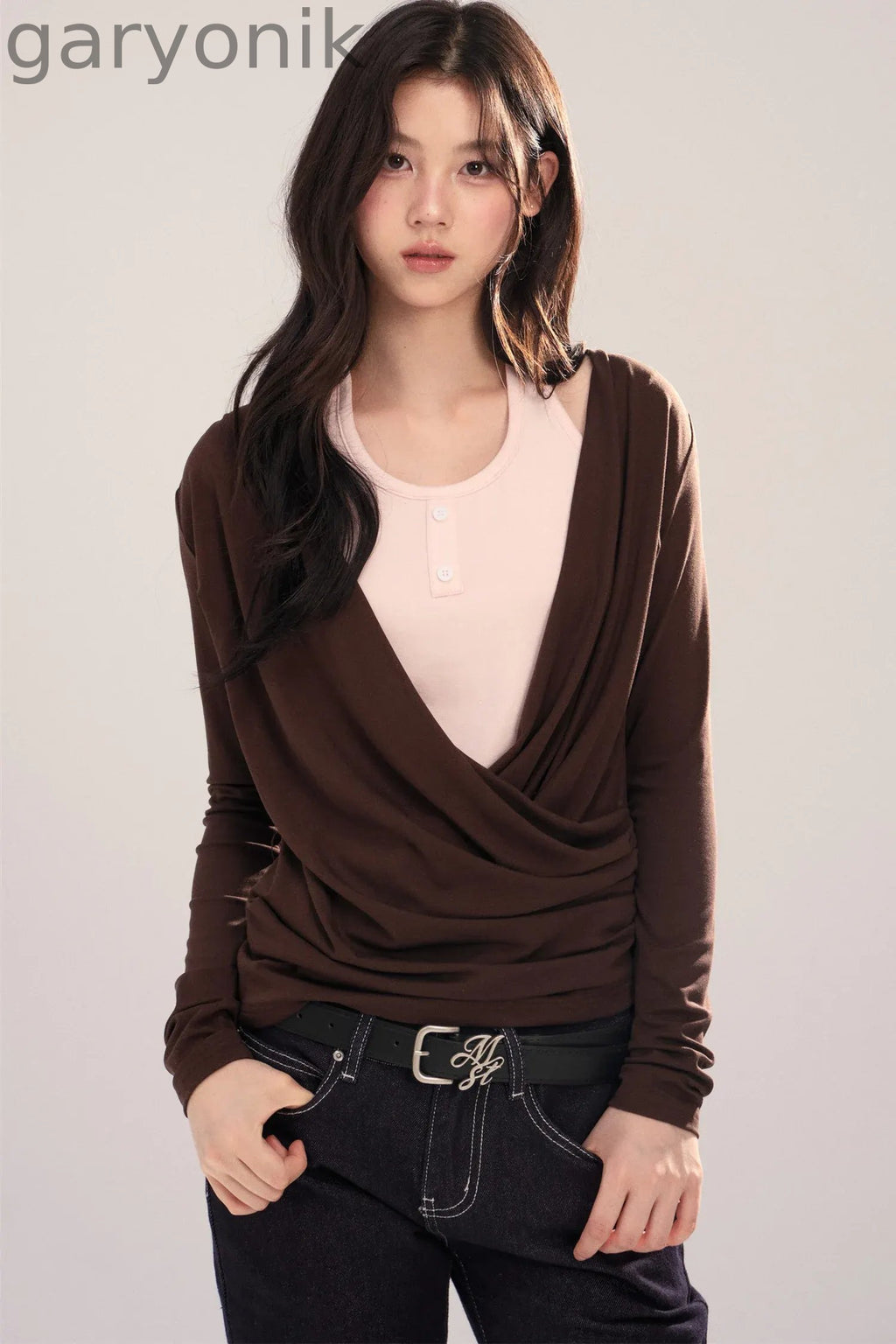 Layered-Look Long-Sleeve Top