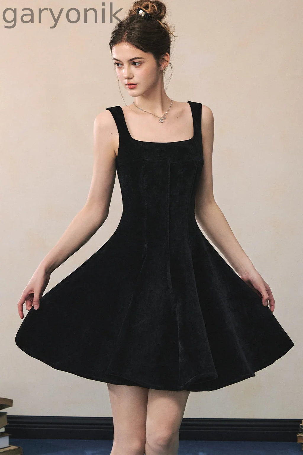 Black Suspender Dress With Jacket Set-Up
