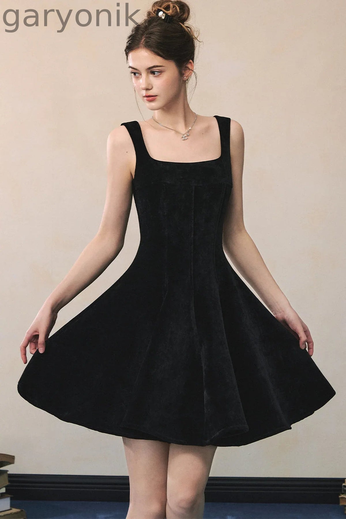 Black Suspender Dress With Jacket Set-Up