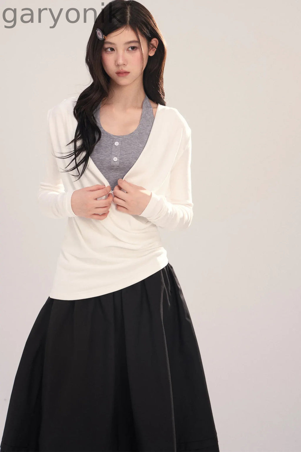 Layered-Look Long-Sleeve Top