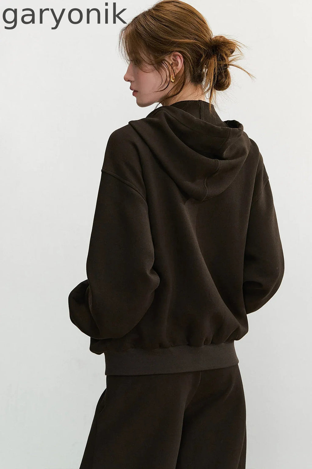 Embroidered Hooded Cardigan Sweatshirt and Wide-Leg Pants Set-Up